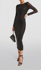 ENBELLIShed Mesh Midi Dress In Black