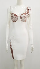 White One Shoulder Lace Mini Dress