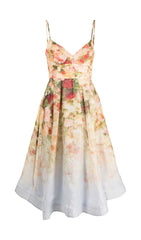 Floral Printed V Neck Midi Dress