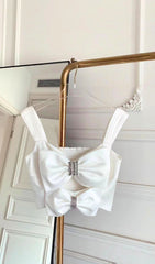 Bow-EmbelliShed Two-Piece Suit In White