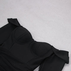 Off Shoulder Strap Mini Dress In Black