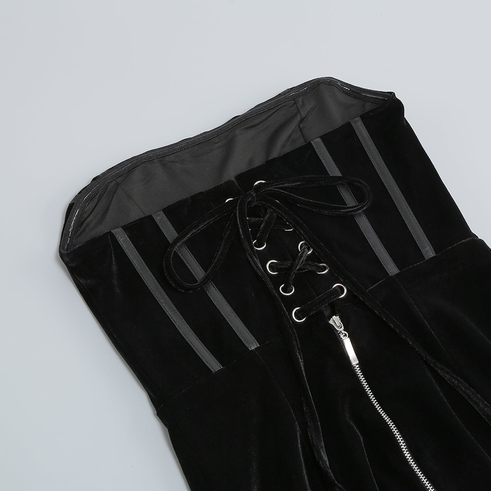 FeaTher Corset MiniI Dress In Black