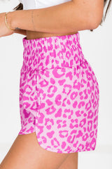 Pink Leopard High Waisted Athletic Shorts