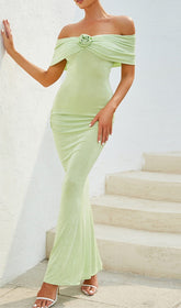 FLORA Sleeveless BANGAGe Maxi Dress In Olive Green