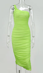 One Shoulder Maxi Dress In Green