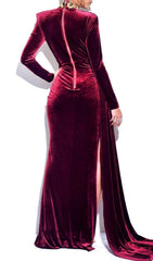 Red Cutout Velvet Maxi Dress
