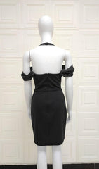 Lace Halter Off Shoulder Slit Mini Dress