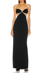 Black Diamond Mesh Maxi Bandage Dress