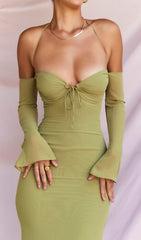 Halter Midi Dress In Green