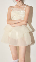 Beige One-Piece Suspender Swimsuit