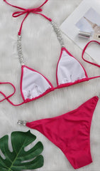 Pink Diamante Halter Bikini