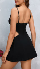 PARThea Waist Cut Out Rhinestone A-LIne Dress