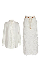 Ivory Flower Lace Two Pieces Suit