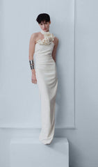 Flower Sleeveless Maxi Dress In White