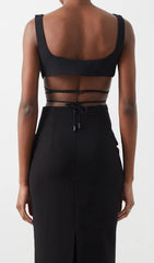 Sleeveless Deep V-Neck Bandage Maxi Dress