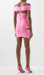 Off Shoulder Cutout Mini Dress In Pink