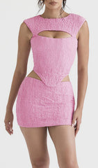 Pink Corset Two Pieces Suit
