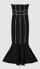 Bandage Bandeau Mesh Knit Maxi Dress