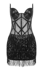 Strappy Corset Mini Dress In Black