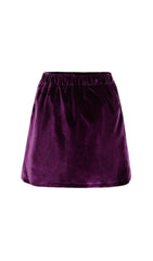 Purple Embroidered Velvet Mini Skirt
