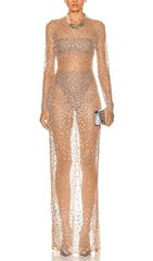 Sequin Lace Perspective Dress In Pink