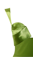Green V Neck Satin Jumpsuit