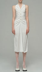 Satin Pearl DecorATIVE Dress In White