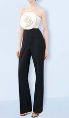 3D Flower Stitching Jumpsuit In Black