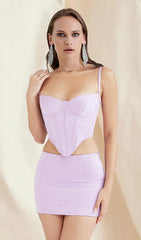 Purple Satin Corset Suit