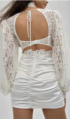 Lace Corset Midi Dress In White