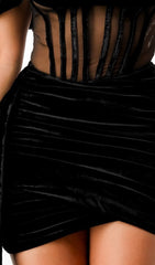 ELASA Velvet Corset Mini Dress - Black