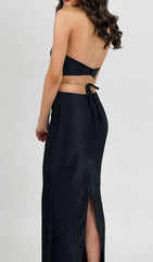Halter Chain Maxi Dress In Black