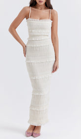 Ivory Sequin PLEAT Maxi Dress
