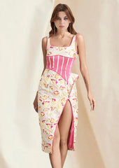 Rose Floral Jacquard Midi Dress