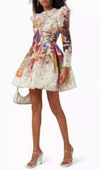Floral Printed Long Sleeve Mini Dress