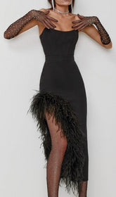 FeaTher High-Low Dress In Black