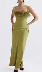 Chartreuse FeaTher Maxi Dress