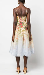 Floral Printed V Neck Midi Dress