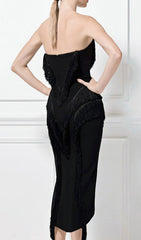 LUCENT Fringe Midi Bandage Dress