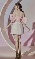 Pink BowKnot Strapless Mini Dress