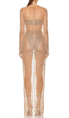 Sequin Lace Perspective Dress In Pink