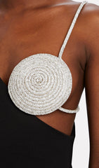 One Shoulder Crystal Mini Dress