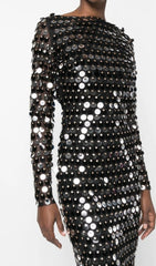 Sequin Long Sleeve Maxi Dress In Black