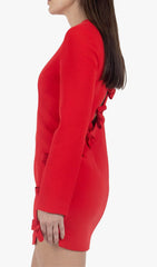 Side Lace UP Bow Mini Dress In Red