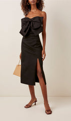 Bow Suspender Dress In Black