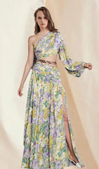 Floral Print Long Sleeve Maxi Dress