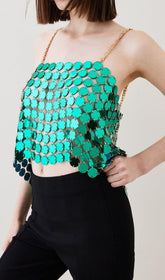 MIRRORed DISC Crop Top In Green