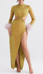 Chartreuse Crystallised Maxi Dress
