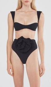 Rose EmbelliShed Bikini Suit In Black