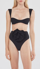 Rose EmbelliShed Bikini Suit In Black